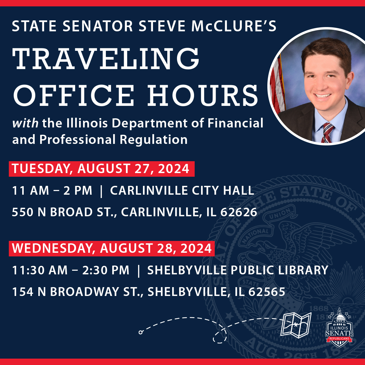 Traveling Office Hours – August 27 & 28